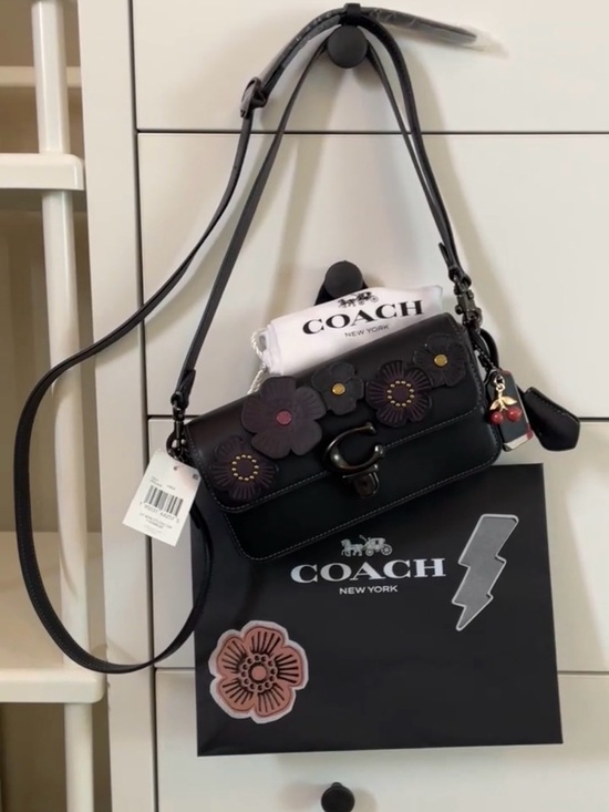 Coach Handbags - Coach 5 Tea Roses Baguette Bag with Coach Cherry Hangtag & Mini Cherry Charm NWT
